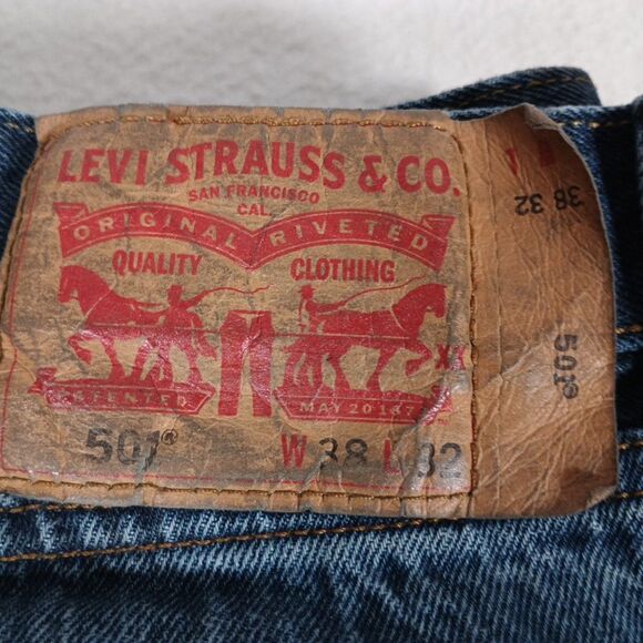 Levi’s 501 Men’s Jeans 38x32 Button Fly Straight Leg Denim Blue 2014 - Picture 3 of 14